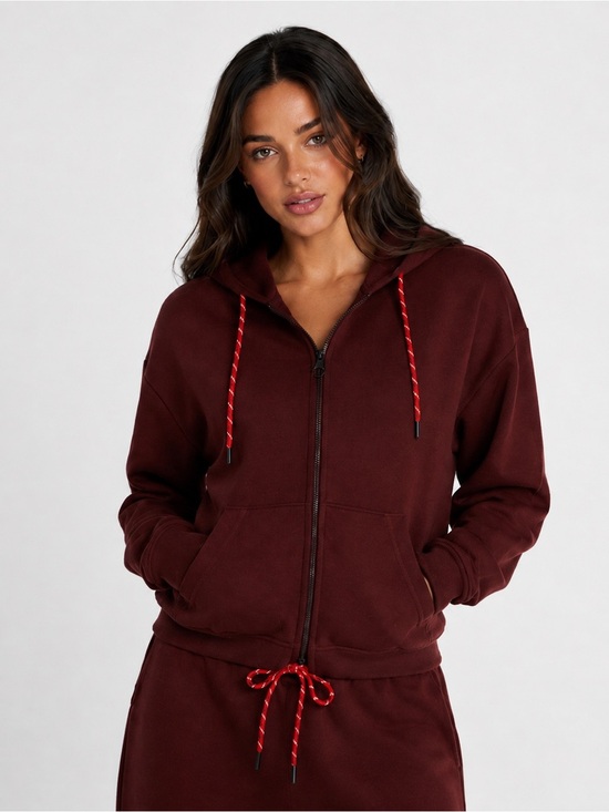 Athletic Works Tops - Women’s XL Oversized Full Zip Fleece Hoodie Two Way Zip Rich Cognac 16-18